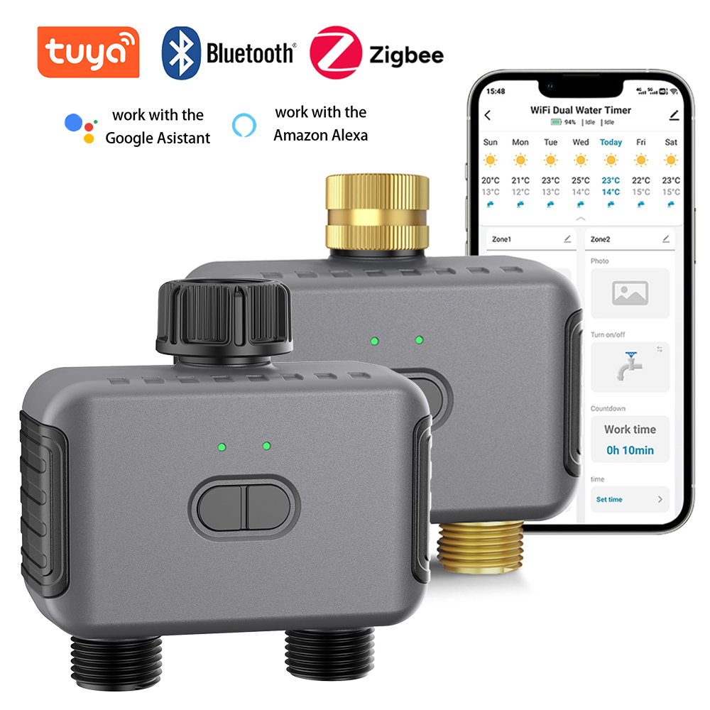 Smart Garden Irrigation - Tuya Smart Dual Water Timer Bluetooth/Zigbee