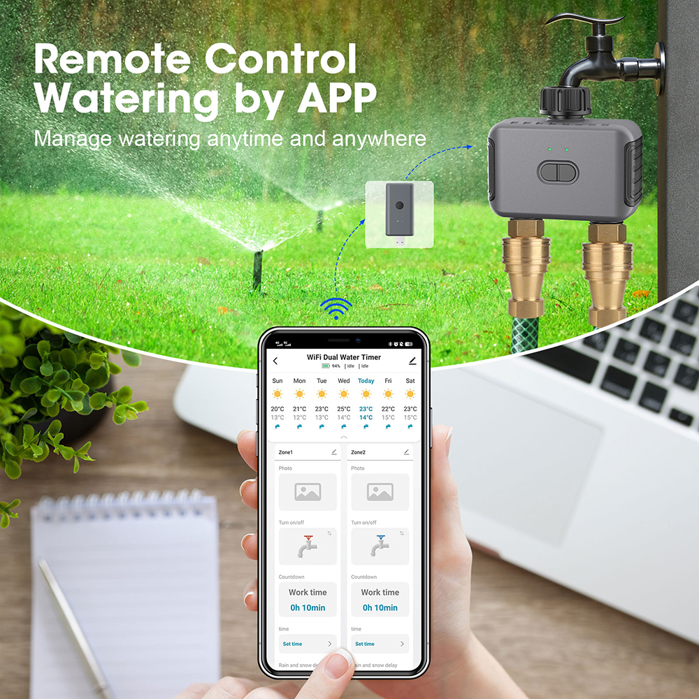 Tuya Smart Dual Water Timer Bl - Smart Garden Irrigation reseña y precio