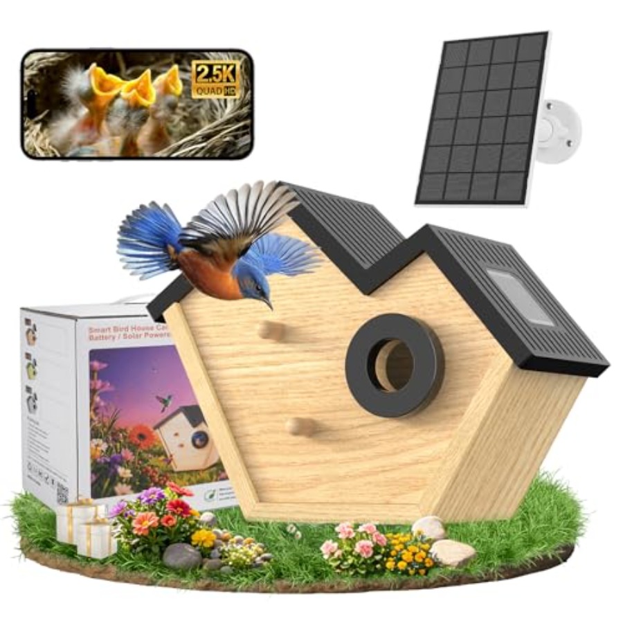 Wooden Bird House with Camera, - Smart Bird Feeder Camera reseña y precio