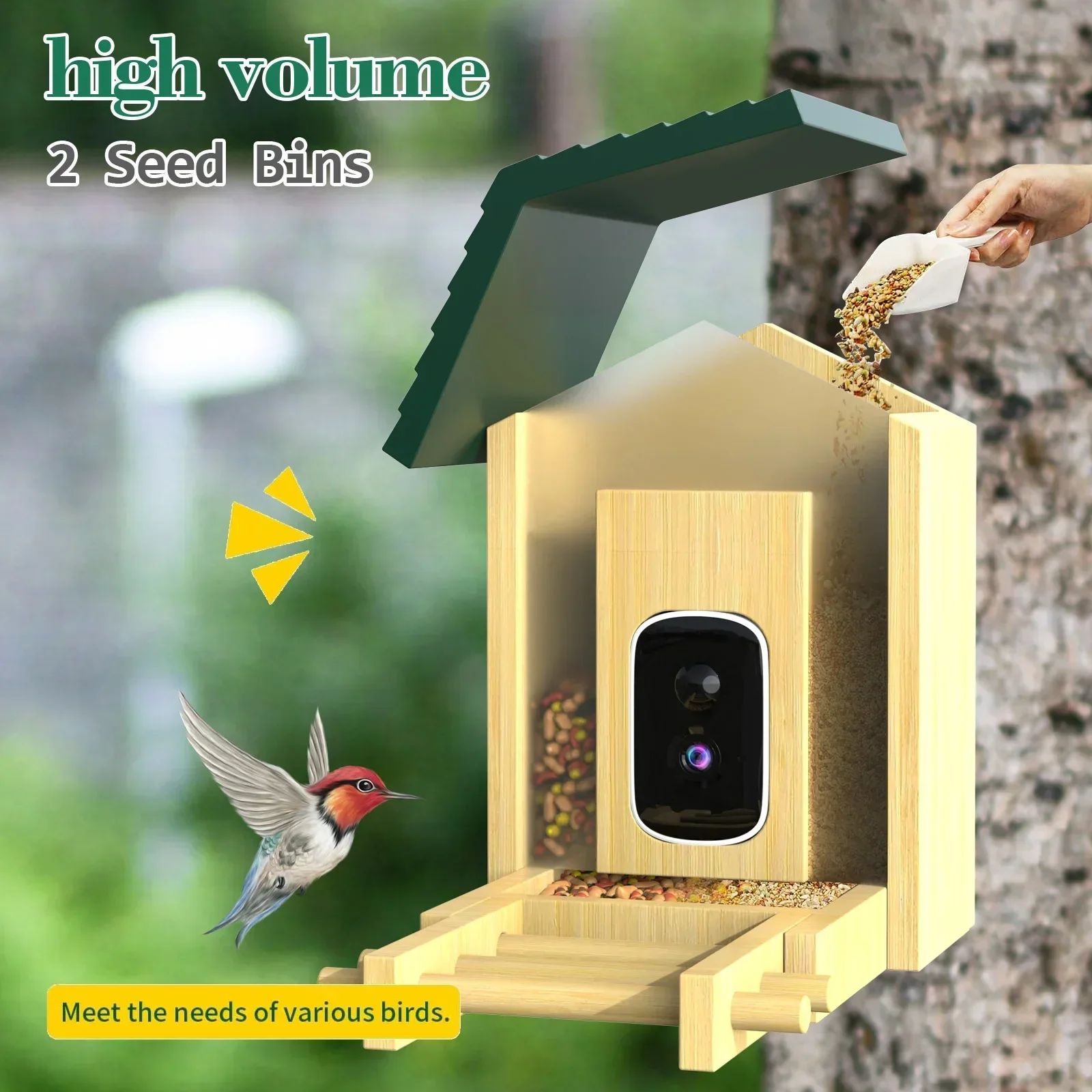 In stock Bamboo with Solar Pow - Smart Bird Feeder Camera reseña y precio