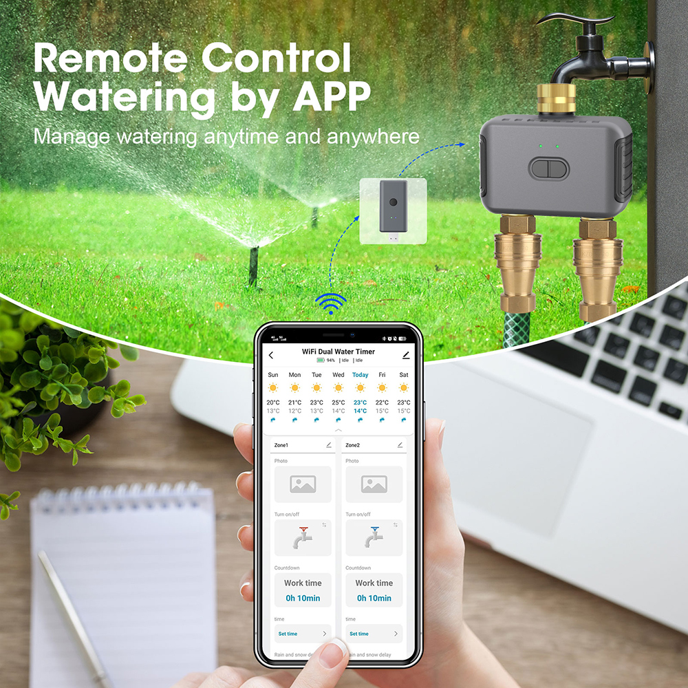 Tuya 2 Zone Watering Timer Gar - Smart Garden Irrigation reseña y precio